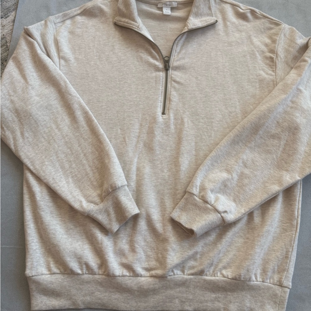 Daily Ritual Oatmeal Quarter Zip - Picture 5 of 10